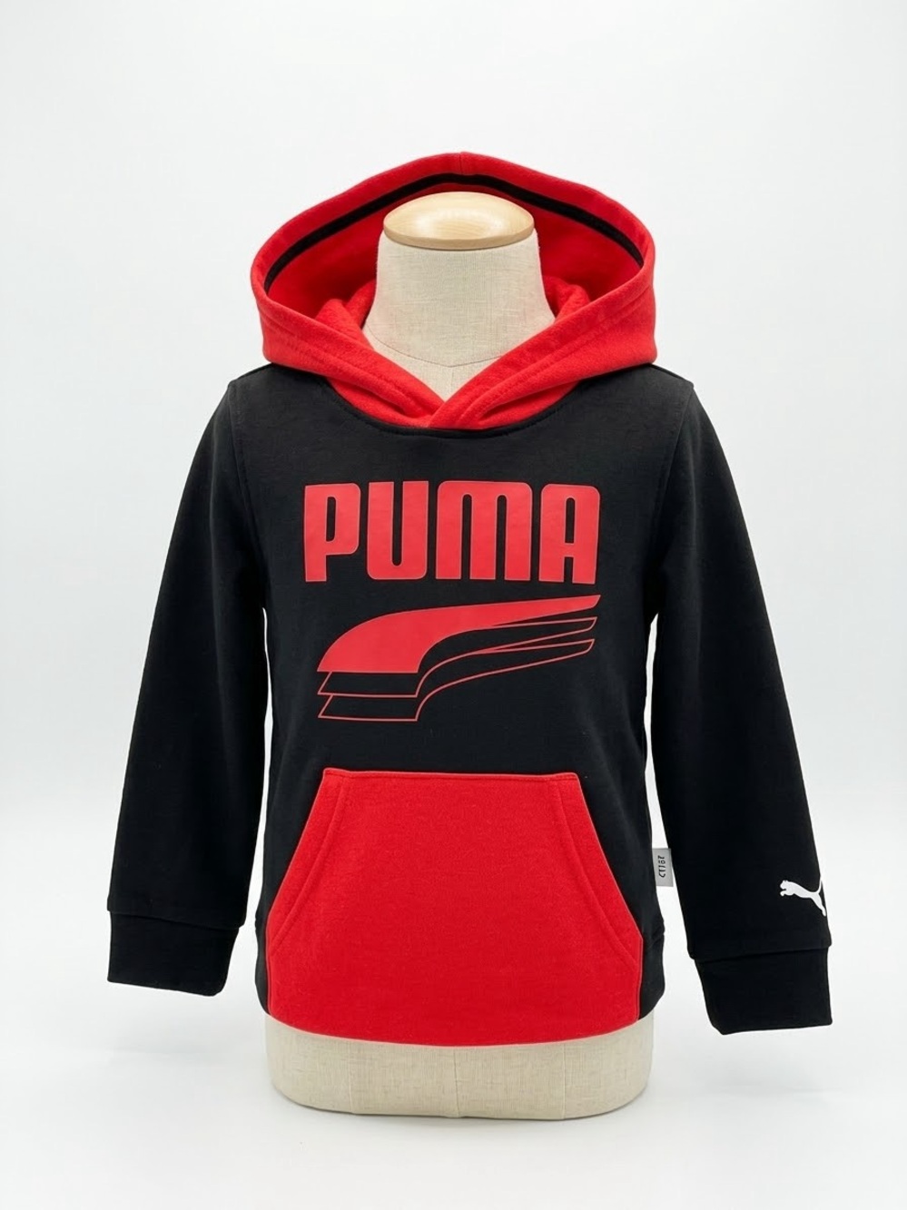 PUMA Kids Black & Red Logo Hoodie